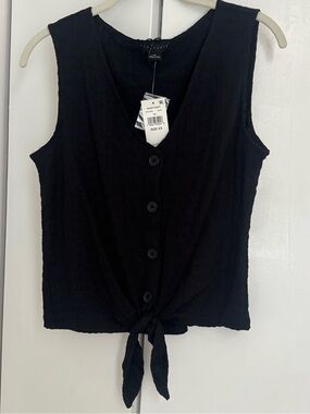 Sanctuary NWT black  Tie-Front Button Sleeveless Camisole tank top sz XS